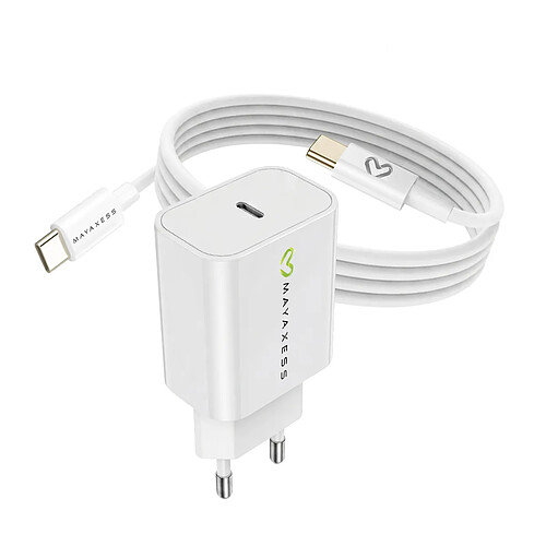 Mayaxess Chargeur Secteur pour Galaxy S20 Plus 20W + Câble USB-C 1m Blanc