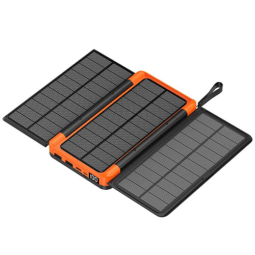 VURAHOME Power Bank Solaire 10000mAh Portable Panneaux Solaires - orange