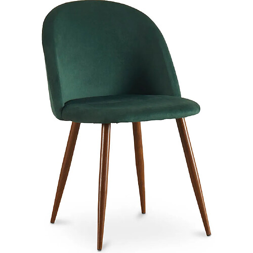 ICONIK INTERIOR Chaise de salle à manger - Tapissée de velours - Design scandinave - Evelyne Vert foncé
