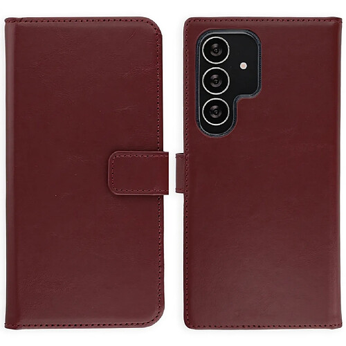 Selencia Étui portefeuille en cuir véritable pour Samsung Galaxy S25 Ultra - Burgundy