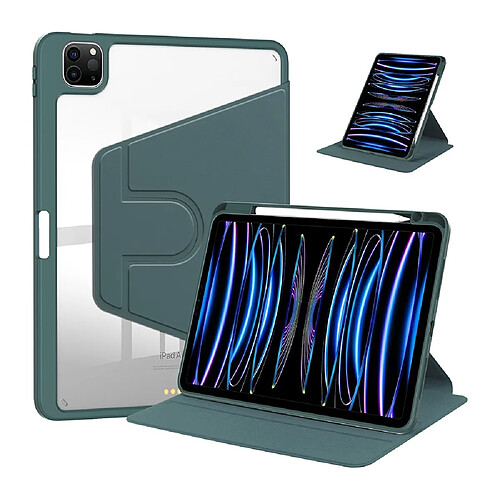 INF Étui rotatif à 360° en acrylique et cuir PU vert foncé compatible avec Redmi Pro / POCO Pa