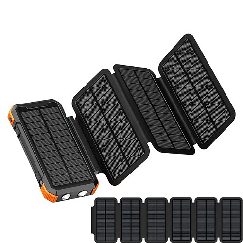 VURAHOME Ensemble Power Bank Solaire 20000mAh Portable 3in1 6in1 Panneaux Solaires Amovible