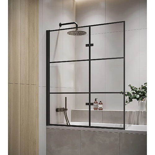 Paroi baignoire Berkan 110 x 140 cm Badplaats - noir - verre transparent