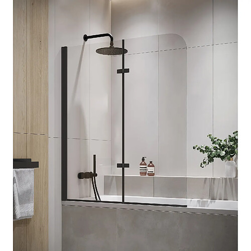 Badplaats Paroi de baignoire Austin 120 x 140 cm - noir - verre transparent