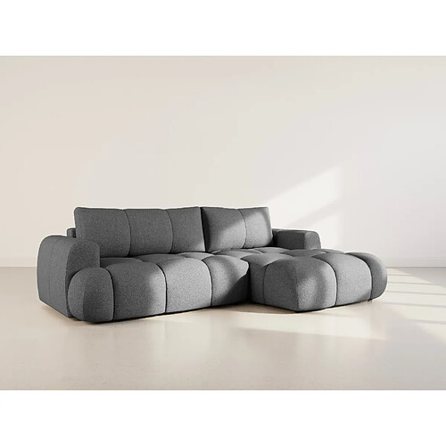Bestmobilier Yulin - Canapé d'angle droit 4 places convertible avec coffre en tissu bouclette