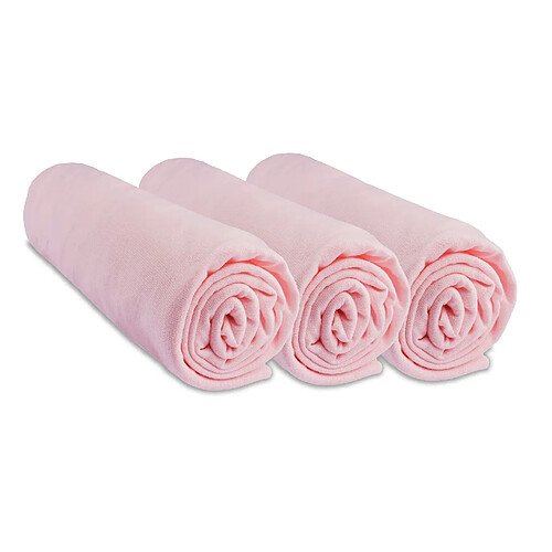EASY DORT Lot de 3 Draps housse 50x100 cm Jersey 100% Coton - Rose