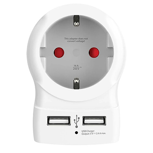 Skross Adaptateur Secteur Europe vers Europe 2 USB-A 4000W Blanc