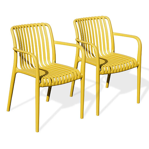 CITY GARDEN Lot de 2 Fauteuils de Jardin Tiago 81cm Moutarde
