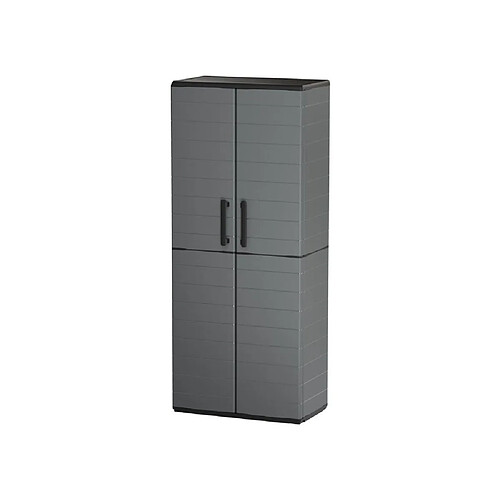 TOOD Armoire haute - Gris - 2 portes - 3 étagères
