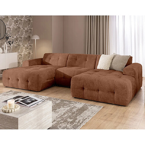 Bestmobilier Diane - Canapé panoramique en U 6 places en velours texturé