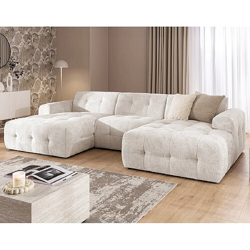 Bestmobilier Diane - Canapé panoramique en U 6 places en velours texturé