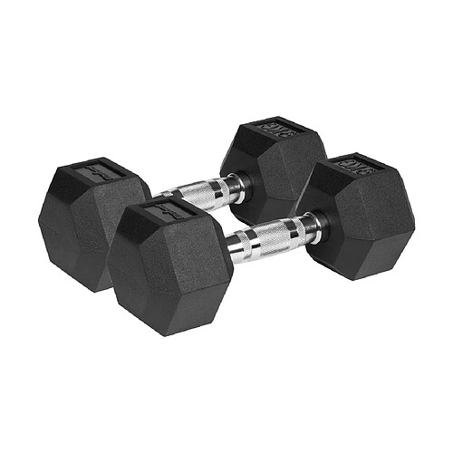 REBEL ACTIVE Haltères en Fonte Revêtus de Caoutchouc 2x9kg