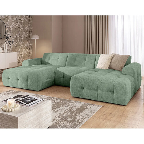 Bestmobilier Diane - Canapé panoramique en U 6 places en velours texturé