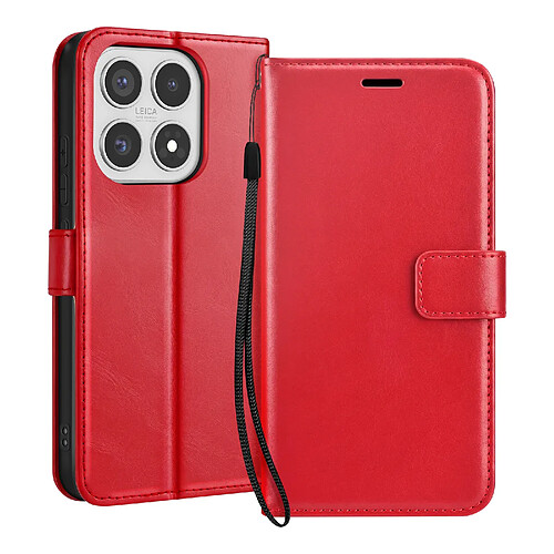 Mayaxess Étui Portefeuille pour Xiaomi 17 avec Dragonne et Fonction Support Rouge