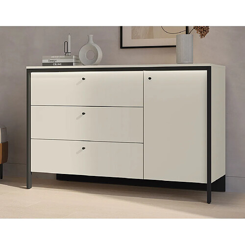 Bestmobilier Kimi - commode 3 tiroirs et 1 porte - led inclus