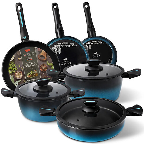 Briebe MARE Batterie de Cuisine Induction en Acier Forgé 9 Pièces, Antiadhésive, sans P Mare Brieb