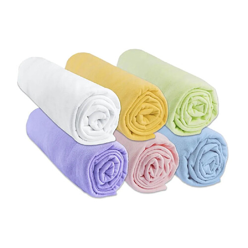 EASY DORT Drap housse 60x120 Jersey 100% Coton Multicouleur (Lot de 6)