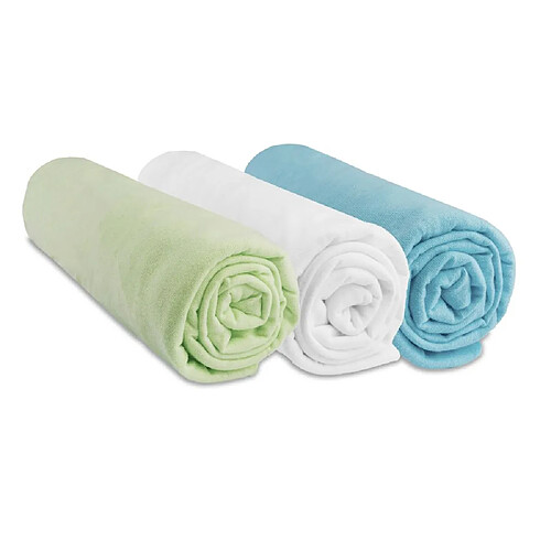 EASY DORT Drap housse 32x72 Bébé Coton Anis Blanc Turquoise (Lot de 3)