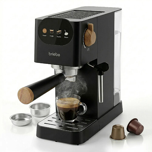Briebe Nordic Machine à Café Expresso Compatible avec Capsules Nespresso 20 Bars 1,2L EC1180BLK Br