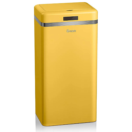 Swan Retro Poubelle à Ouverture Automatique avec Capteur, Métal, 45 Litres, Vintage SWKA4500YELN
