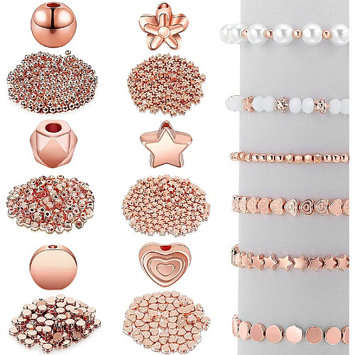 Perles à bijoux 1200 pièces étoiles cœurs fleurs pour bracelets colliers créations