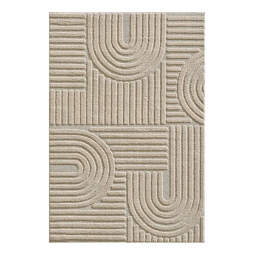 UnAmourDeTapis Tapis salon 140 x 200 cm, motif géométrique en relief, beige, NOOR