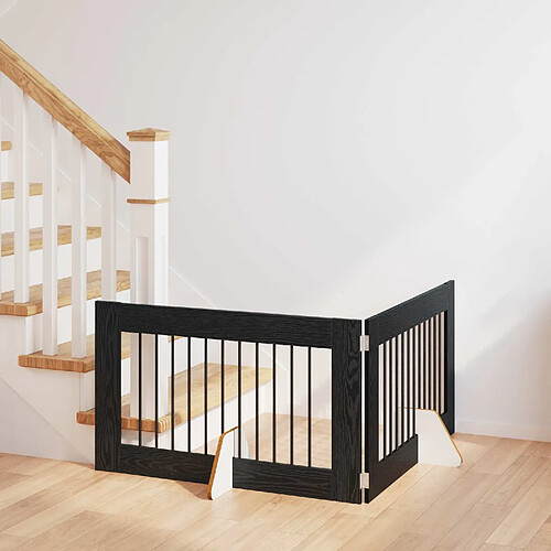 vidaXL Portillon pour chien avec supports 2 pcs Chêne noir 100 x 60 cm