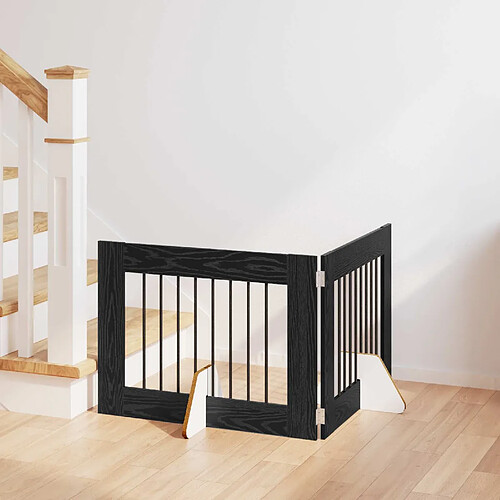 vidaXL Portillon pour chien avec supports 2 pcs Chêne noir 80 x 60 cm