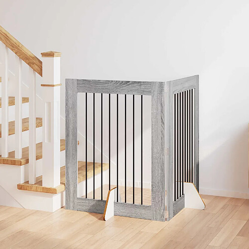 vidaXL Portillon pour chien avec supports 2 pcs Sonoma gris