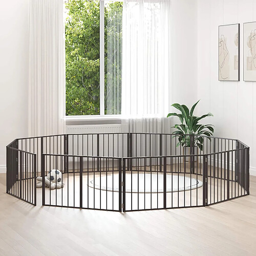 vidaXL Porte pour chien 10 pcs Noir 100 x 60 cm Acier galvanisé