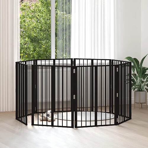 vidaXL Porte pour chien 8 pcs Noir 60 x 80 cm Acier galvanisé
