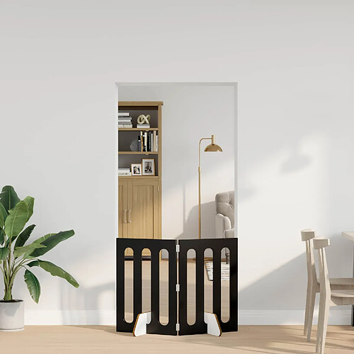 vidaXL Clôture pliable pour animaux 2 pcs Chêne Noir Bois d’ingénierie