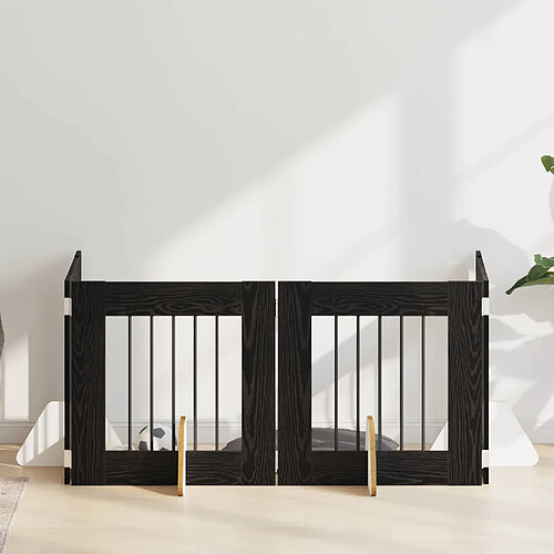 vidaXL Portillon pour chien avec supports 4 pcs Chêne noir 60 x 60 cm