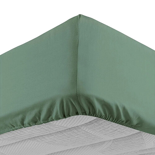 Douceur D'Interieur Drap Housse Lina 160x200cm Vert Cèdre