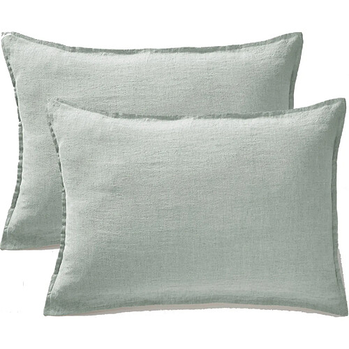Lot de 2 taies d'oreiller "Soline" 60 x 60 cm & 50 x 70 cm "Lin lavé" l'Effet Papillon
