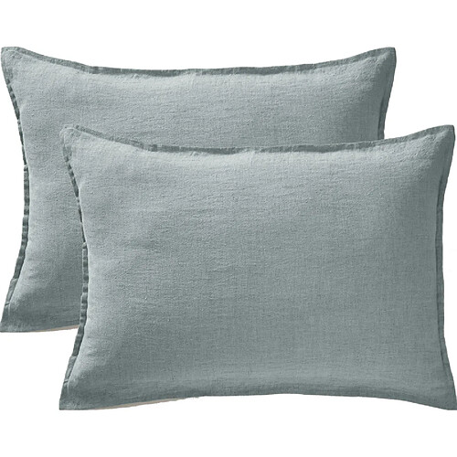 Lot de 2 taies d'oreiller "Soline" 60 x 60 cm & 50 x 70 cm "Lin lavé" l'Effet Papillon