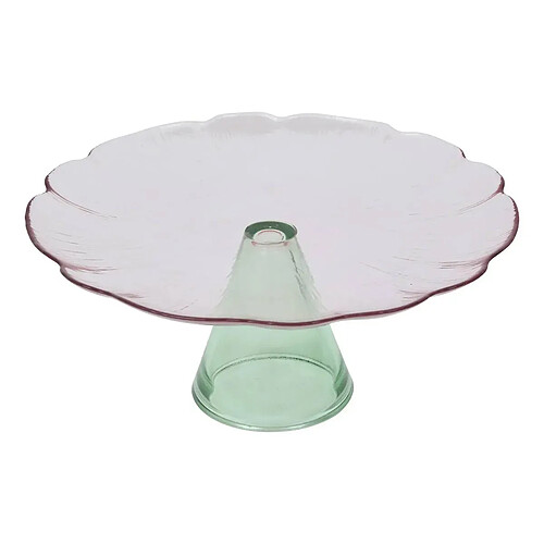 Secret De Gourmet Présentoir à Gâteaux en Verre Fleur 28cm Rose & Vert