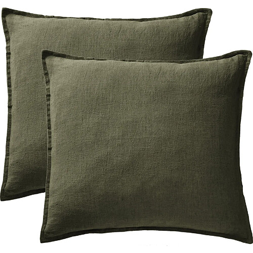 Lot de 2 taies d'oreiller "Soline" 60 x 60 cm & 50 x 70 cm "Lin lavé" l'Effet Papillon