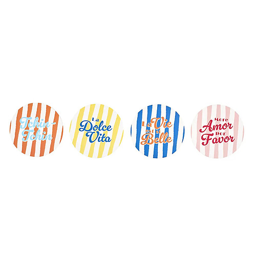 Paris Prix Lot de 4 Dessous de Verre Dolce Vita 10cm Multicolore