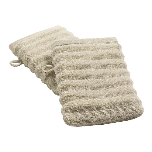 Douceur D'Interieur Lot de 2 Gants de Toilette Maya 15x21cm Taupe
