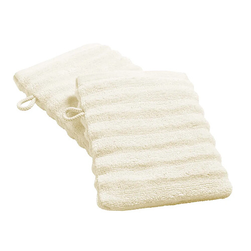 Douceur D'Interieur Lot de 2 Gants de Toilette Maya 15x21cm Ivoire