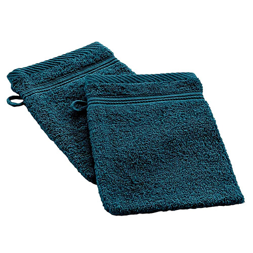 Douceur D'Interieur Lot de 2 Gants de Toilette Tendresse 15x21cm Bleu Indigo