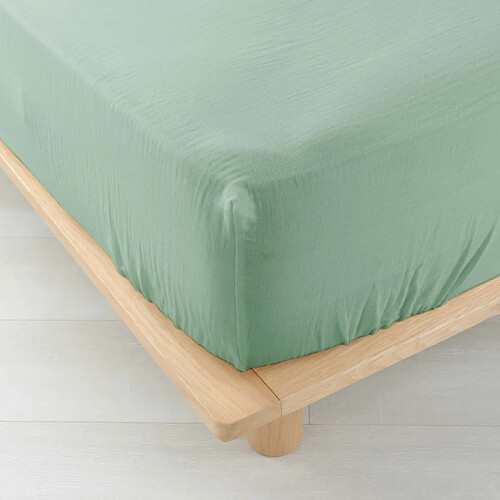 Douceur D'Interieur Drap Housse en Gaze de Coton Angelia 160x200cm Vert Sauge