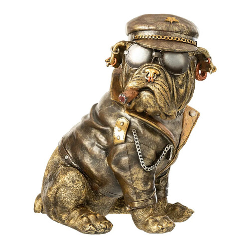 Paris Prix Statuette Bulldog à Cigarette Trendy 33cm Marron