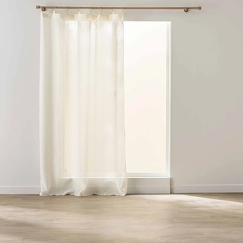 Douceur D'Interieur Rideau Voilage à Anneaux Sunline 140x240cm Blanc & Or