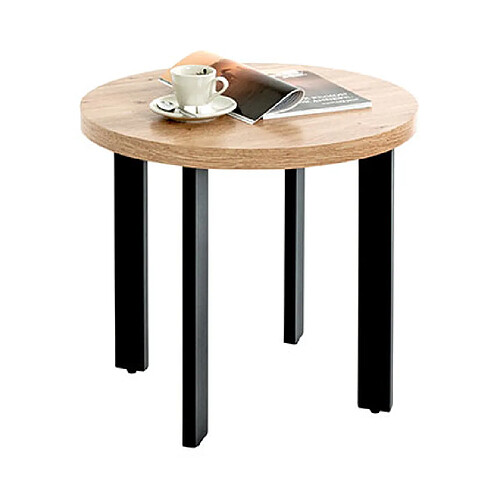 Mes Table basse ronde 46x50 cm en bois et structure acier - KAEL