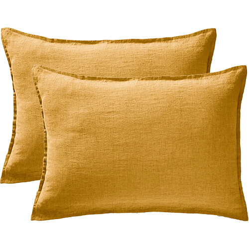Lot de 2 taies d'oreiller "Soline" 60 x 60 cm & 50 x 70 cm "Lin lavé" l'Effet Papillon