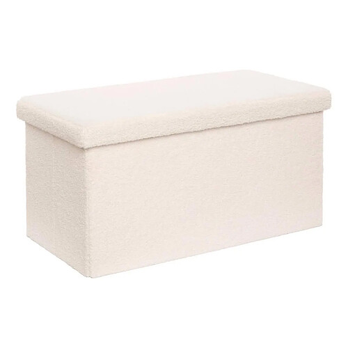 Atmosphera Pouf Coffre Double Bouclette Jaiko 76cm Blanc