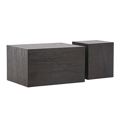 Paris Prix Lot de 2 Tables Basses Effet Bois York 80cm Marron Foncé
