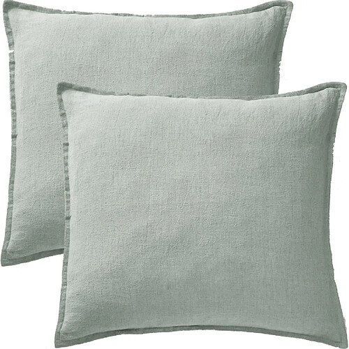 Lot de 2 taies d'oreiller "Soline" 60 x 60 cm & 50 x 70 cm "Lin lavé" l'Effet Papillon